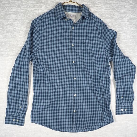 Penguin Button Down Shirt Mens Large Blue Plaid Long Sleeve Shirt - Picture 1 of 6